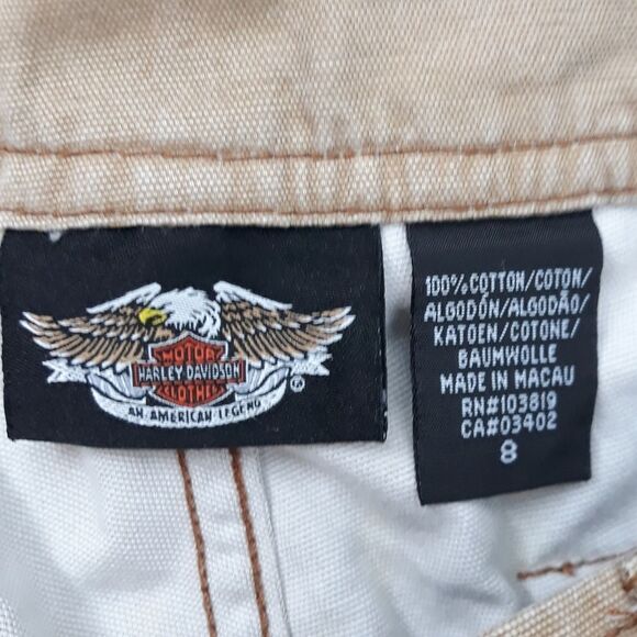 Harley-Davidson Cotton Utilitarian Crago High-rise Capri Moto Pants Tan Size 8 - Picture 13 of 16